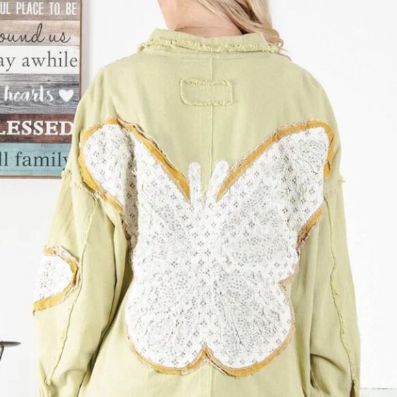 BLUE VELVET BUTTERLFY APPLIQUE SHACKET NWT - Picture 2 of 11